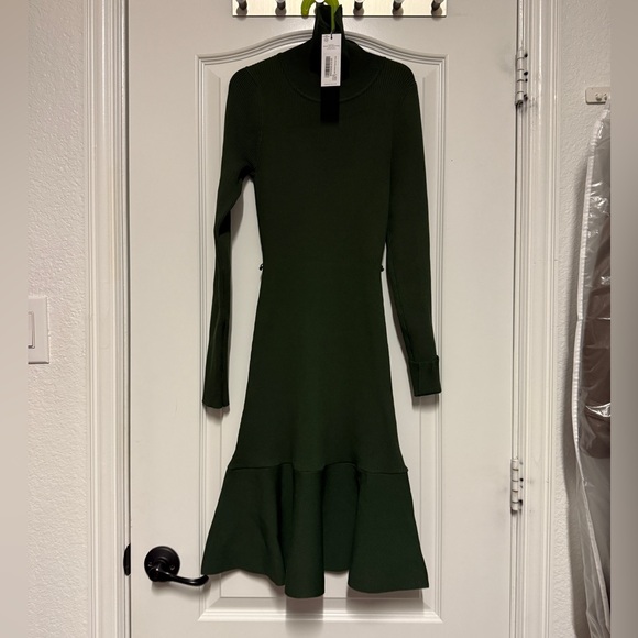 Karen Millen Knitted Turtleneck Belted Flippy Hem Mini Dress - Picture 7 of 12